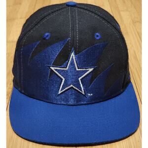Vintage Dallas Cowboys Fitted Hat Sz 7 1/8 Black Dome Shark Tooth Logo Athletics